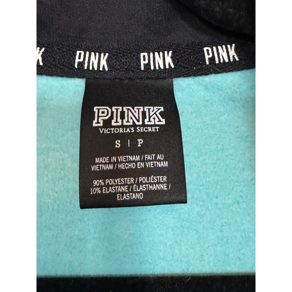 PINK-Turquoise and black quarter zip pullover. Small - Picture 3 of 7